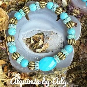 Alquimia Aqua and Gold Beaded Bracelet